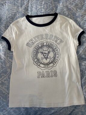 Zadig & Voltaire White Tee with Navy Trim